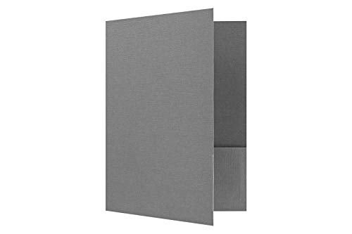 LUXPaper 9" x 12" Presentation Folders | Two Pocket | Sterling Gray Linen | 100lb. Cover | 25 Qty - Image 1