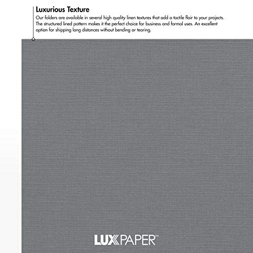 LUXPaper 9" x 12" Presentation Folders | Two Pocket | Sterling Gray Linen | 100lb. Cover | 25 Qty - Image 5