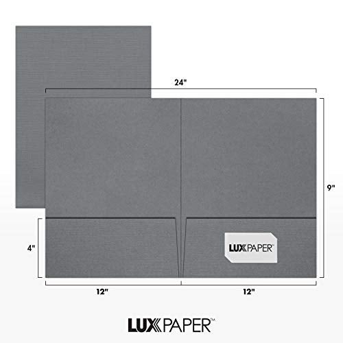 LUXPaper 9" x 12" Presentation Folders | Two Pocket | Sterling Gray Linen | 100lb. Cover | 25 Qty - Image 3