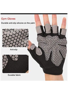 SYOSI Anti-skid Half Finger Gym Gloves Sports Body Building Training Exercise Cycling Biking Wrist Gloves Women & Men Dumbbell Fitness Exercise Weightlifting  - Image 2