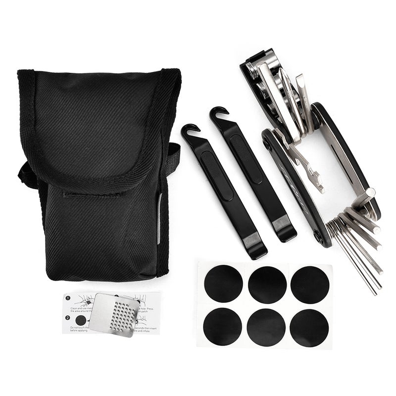 Bicycle Repair Tool Kit 16 in 1 Multifunction Bike Fix Tools with Portable Bag Two Tire Lever Bike Repair Tool - Image 2