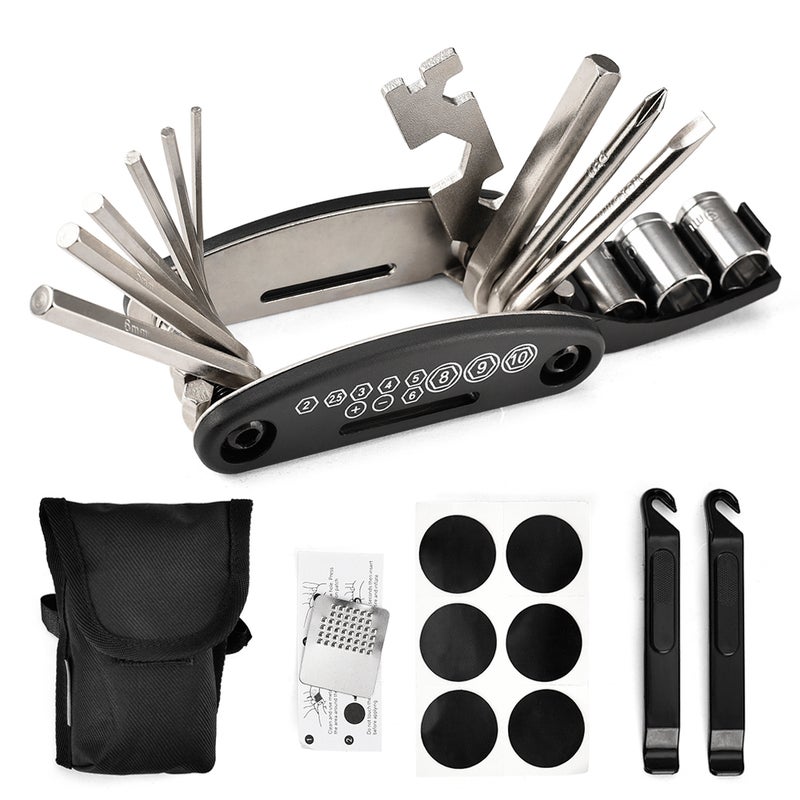 Bicycle Repair Tool Kit 16 in 1 Multifunction Bike Fix Tools with Portable Bag Two Tire Lever Bike Repair Tool - Image 1