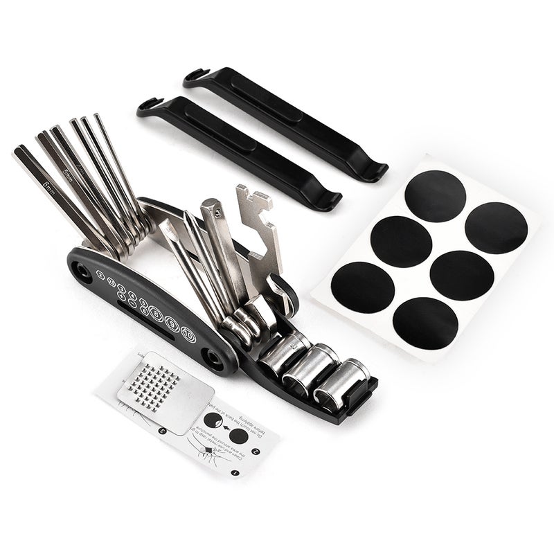 Bicycle Repair Tool Kit 16 in 1 Multifunction Bike Fix Tools with Portable Bag Two Tire Lever Bike Repair Tool - Image 3