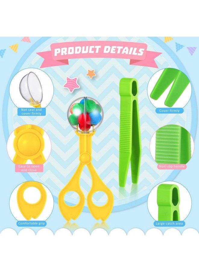 Zhanmai - 142 Pieces Fine Motor Skills Handy Scooper Set Sensory Bin Filler Includes 12 Sorting Bowls 8 Tweezers 2 Scissors Clips 120 Plush Balls For Early Education And Sorting Counting Training Development - Image 1