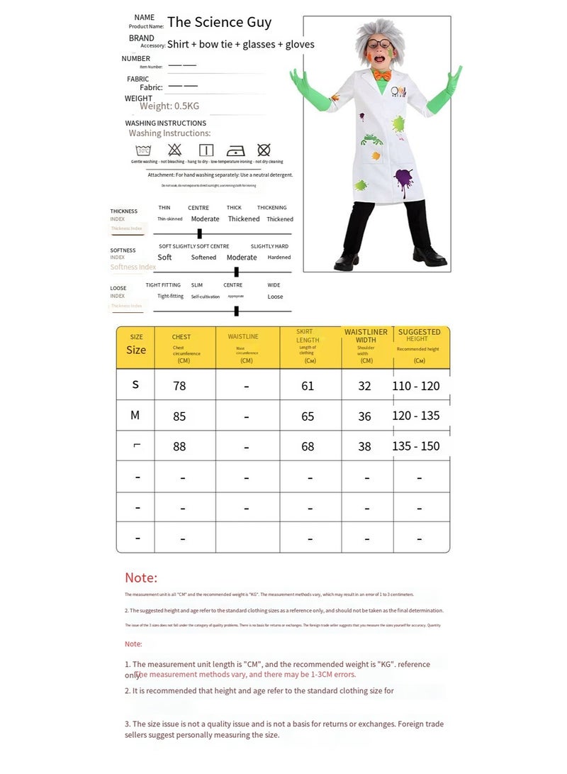general زي الهالوين - تنكر عالم مجنون - عالم يقوم بالتجارب في معطف مختبر أبيض - زي أداء مسرحي للأطفال - Image 4