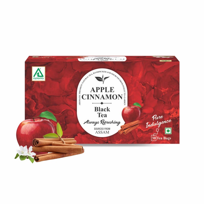 Aplomb Apple Cinnamon Black Tea/Enriched with Vitamin C | Immunity Booster | Tea Gift Pack | 30 Bags (Pack of 1) - Image 1