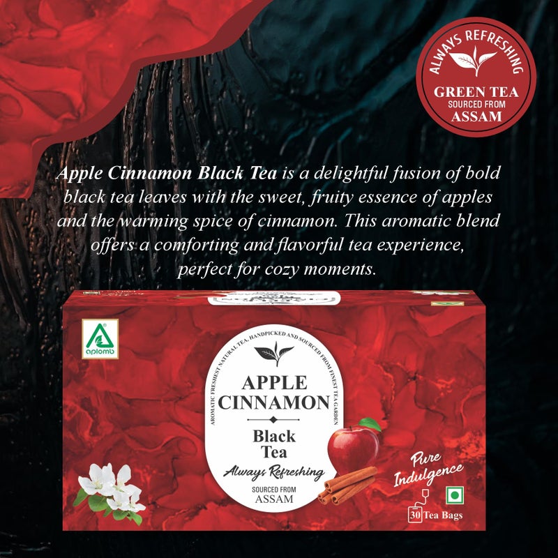 Aplomb Apple Cinnamon Black Tea/Enriched with Vitamin C | Immunity Booster | Tea Gift Pack | 30 Bags (Pack of 1) - Image 5