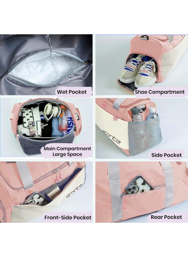 Storite Nylon 51 cms Imported Travel Duffle Bag Multi- Pocket Sports Shoulder Bag for Women with Wet Pocket & Shoe Compartment Weekender Overnight Travel Luggage Bag (Pink- 51 x 22 x 28 cm) - Image 5