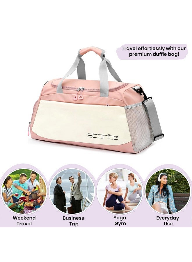 Storite Nylon 51 cms Imported Travel Duffle Bag Multi- Pocket Sports Shoulder Bag for Women with Wet Pocket & Shoe Compartment Weekender Overnight Travel Luggage Bag (Pink- 51 x 22 x 28 cm) - Image 4