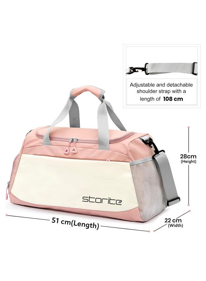 Storite Nylon 51 cms Imported Travel Duffle Bag Multi- Pocket Sports Shoulder Bag for Women with Wet Pocket & Shoe Compartment Weekender Overnight Travel Luggage Bag (Pink- 51 x 22 x 28 cm) - Image 2