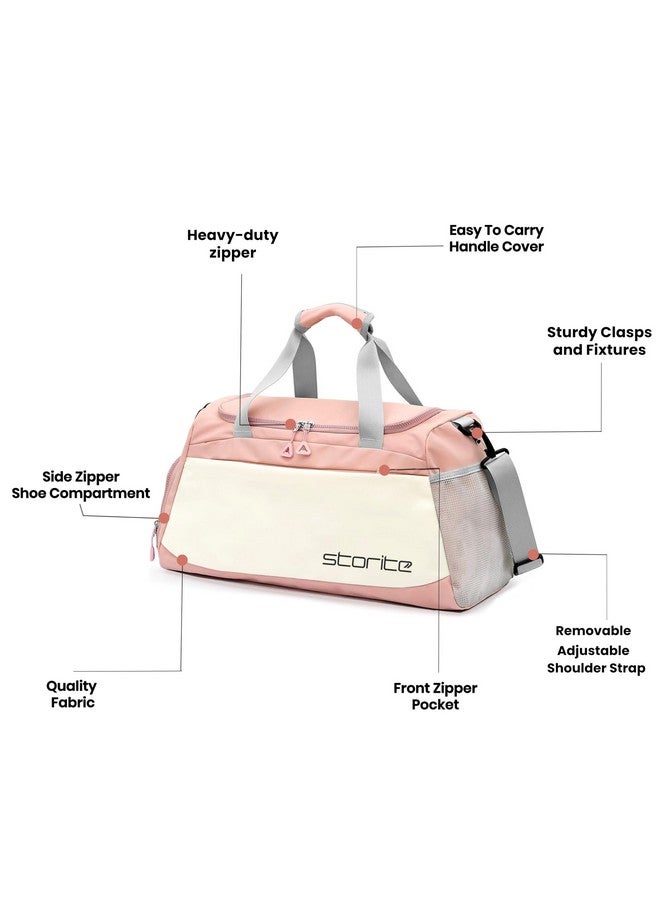 Storite Nylon 51 cms Imported Travel Duffle Bag Multi- Pocket Sports Shoulder Bag for Women with Wet Pocket & Shoe Compartment Weekender Overnight Travel Luggage Bag (Pink- 51 x 22 x 28 cm) - Image 3