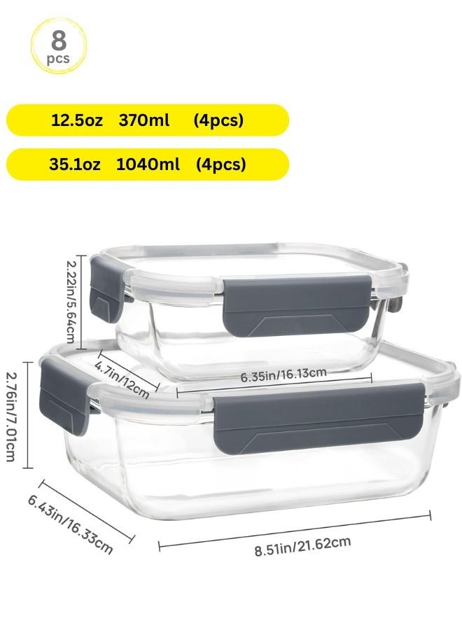 Food Storage Container Glass Set Of 8 Pieces Food Container With Locking Lids For Food Meal Prep Kitchen Organizer Microwave Oven Freezer Dishwasher Safe  - Image 5