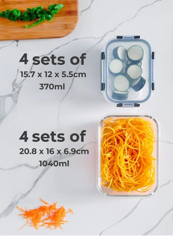 Food Container Glass Set Of 8 Pieces Food Storage Container With Locking Lids For Food Meal Prep Kitchen Organizer Microwave Oven Freezer Dishwasher Safe - Image 4