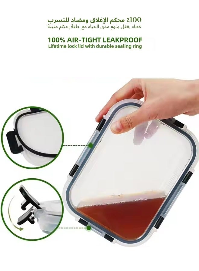 Food Container Glass Set Of 8 Pieces Food Storage Container With Locking Lids For Food Meal Prep Kitchen Organizer Microwave Oven Freezer Dishwasher Safe - Image 5