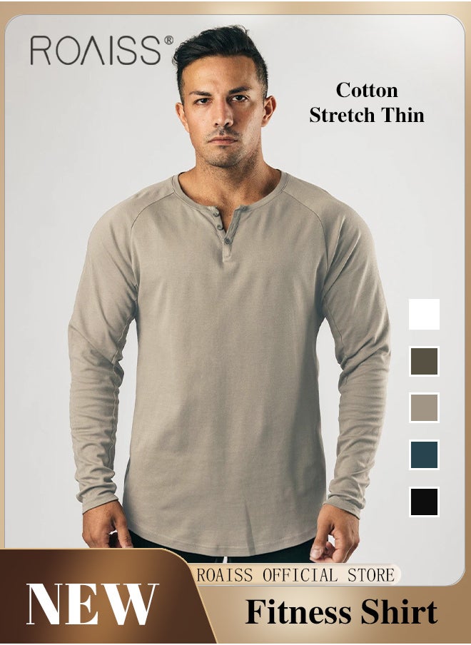 Men Long Sleeve Henley Shirts Muscle Slim Fit V Neck Button Pure Cotton T Shirt Fitness Bottoming Elastic Shirt for Gym or Casual Time - pzsku/ZF0B95B40C590FFA22768Z/45/_/1702027848/2ce10e87-914e-40e6-948d-4d9000e2ccd2