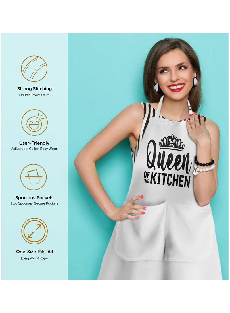King & Queen Apron Set - Wedding Engagement Gifts for Couples, Funny Kitchen Gifts for Couples, Husband, Wife, Boyfriend, Girlfriend, Him Her, Bridal Shower Gifts, Unique Valentine's Day gifts ideas  - Image 4