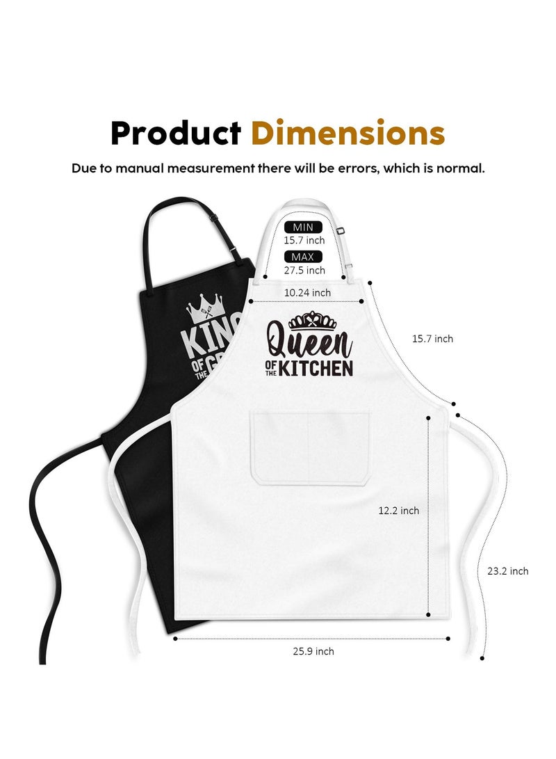 King & Queen Apron Set - Wedding Engagement Gifts for Couples, Funny Kitchen Gifts for Couples, Husband, Wife, Boyfriend, Girlfriend, Him Her, Bridal Shower Gifts, Unique Valentine's Day gifts ideas  - Image 5