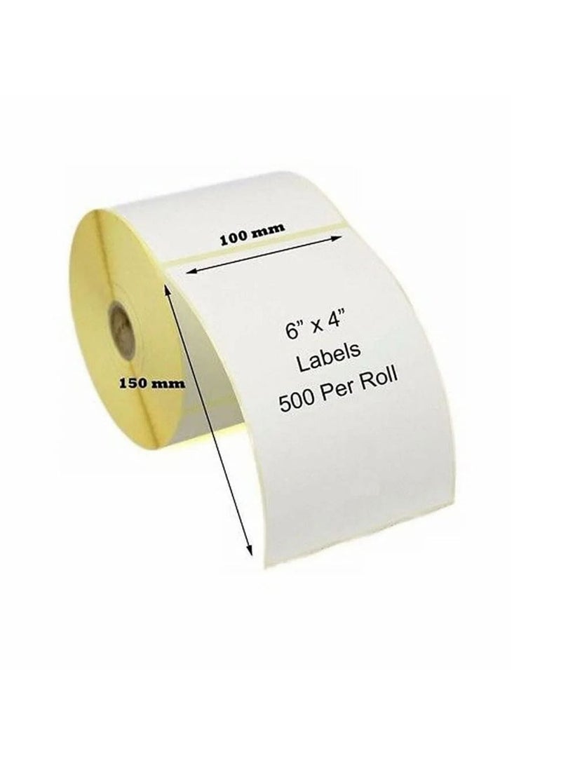 4 X 6 inch 500 label per roll Direct Thermal Barcode Stickers for Printing Shipping and Cargo Labelling - Image 1