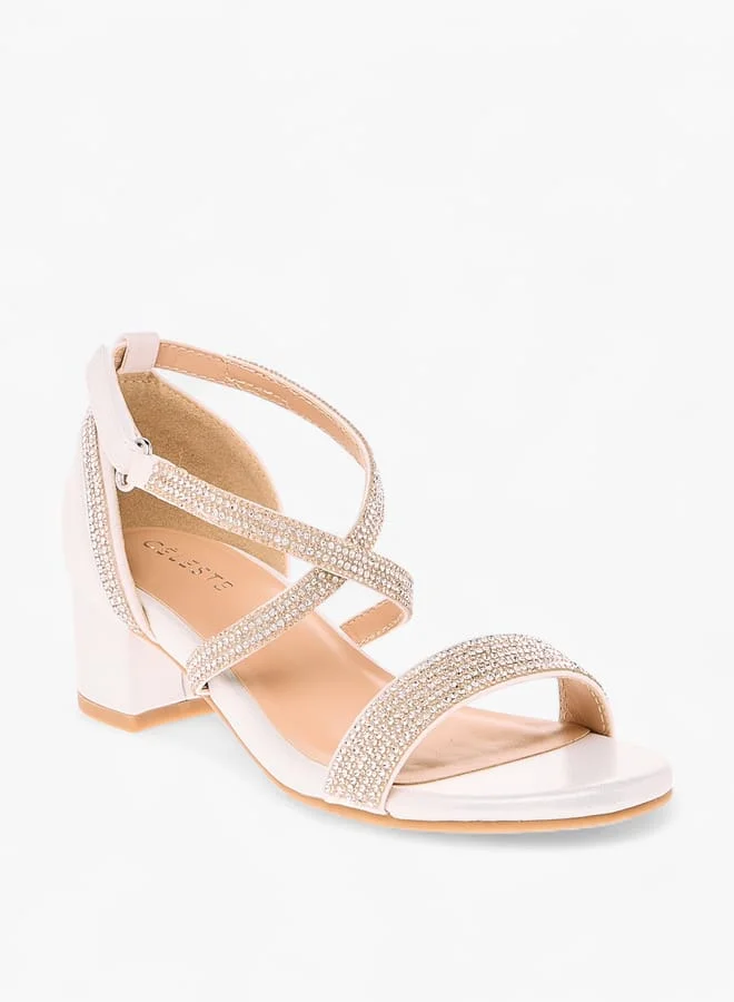 Celeste Girl's Embellished Sandals with Hook and Loop Closure