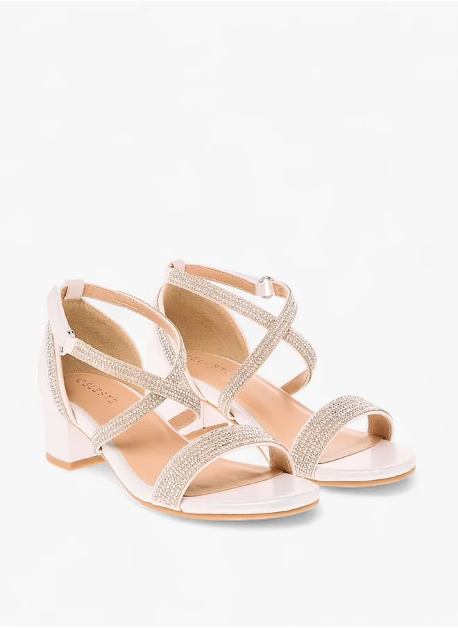 Celeste Girl's Embellished Sandals with Hook and Loop Closure