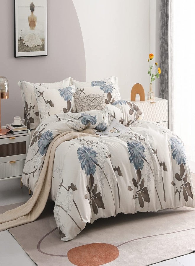 SLEEPBELLA Duvet Cover Full Size, 600 Thread Count Cotton Botanical Flowers Pattern Printed Reversible Comforter Cover - Image 2