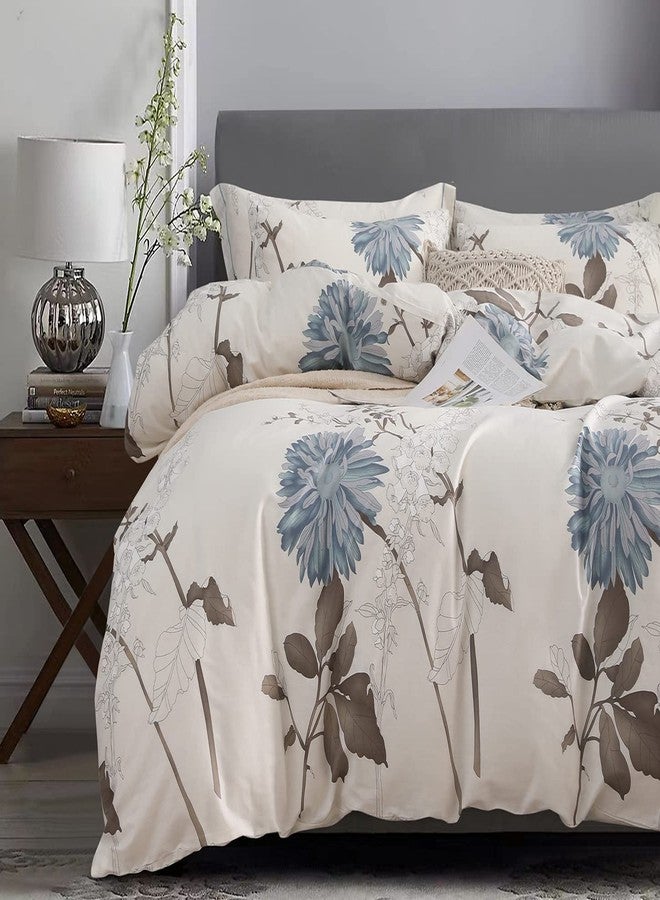 SLEEPBELLA Duvet Cover Full Size, 600 Thread Count Cotton Botanical Flowers Pattern Printed Reversible Comforter Cover - Image 1