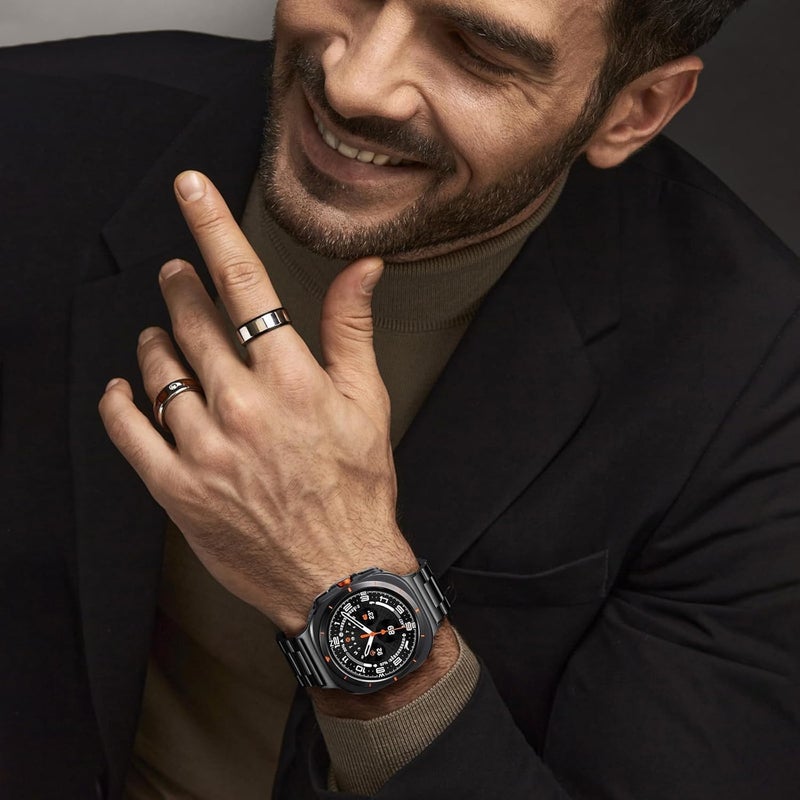 حزام بديل من الفولاذ المقاوم للصدأ بدون فجوات من متوافق مع ساعة Samsung Galaxy Watch 7 Ultra 47mm 2024 للنساء والرجال أسود - Image 5