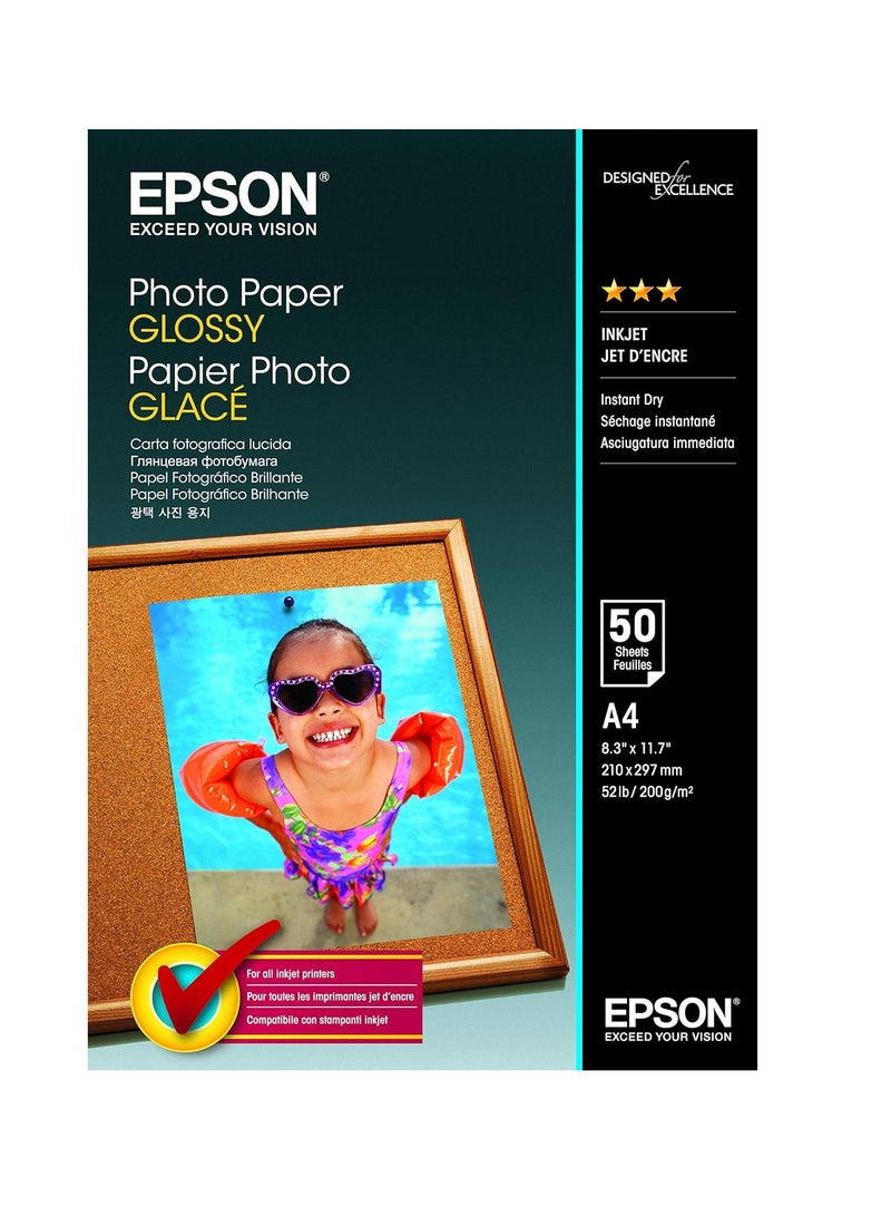 Epson C13S042539 A4 Photo Paper Pack of 50, Pink, 235G404, 50 Sheets - Image 1