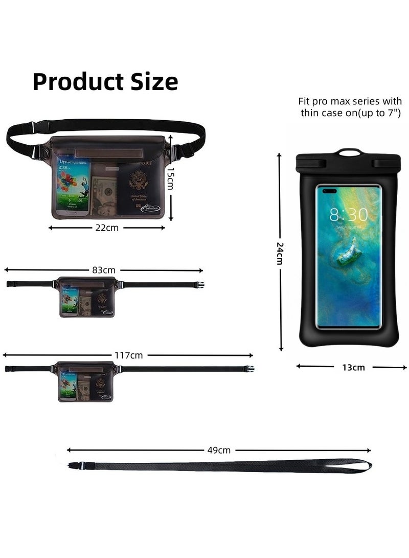 Soofam Waterproof Fanny Pack,Waterproof Phone Pouch for iPhone,IPX8 Waterproof Dry Bag for Snorkeling Beach Cruise Kayaking Pool Swimming (Phone Pouch + Waist Bag 2-Piece Set) - Image 5