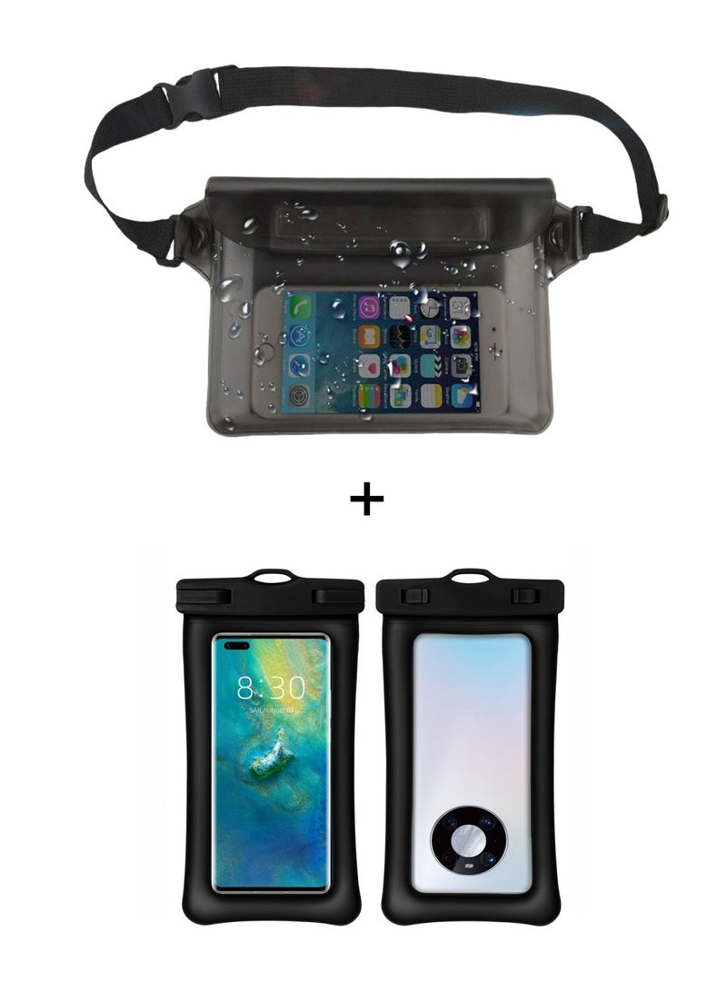 Soofam Waterproof Fanny Pack,Waterproof Phone Pouch for iPhone,IPX8 Waterproof Dry Bag for Snorkeling Beach Cruise Kayaking Pool Swimming (Phone Pouch + Waist Bag 2-Piece Set) - Image 1
