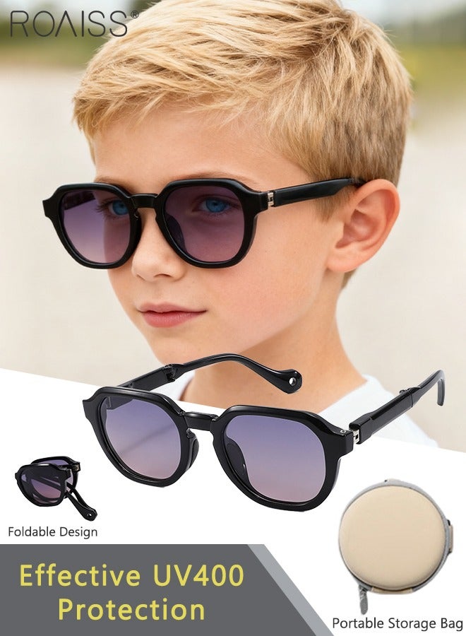 رويس نظارات شمسية دائرية مستقطبة للأطفال، حماية من الأشعة فوق البنفسجية 400، نظارات شمسية لطيفة لقضاء العطلات على الشاطئ، عدسات عالية الدقة، نظارات شمسية قابلة للطي مع صندوق محمول صغير للأولاد والبنات والأطفال من سن 3 إلى 12 عامًا - Image 1