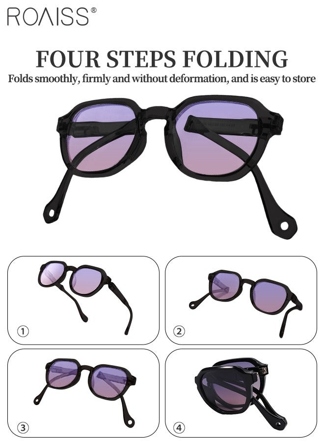 رويس نظارات شمسية دائرية مستقطبة للأطفال، حماية من الأشعة فوق البنفسجية 400، نظارات شمسية لطيفة لقضاء العطلات على الشاطئ، عدسات عالية الدقة، نظارات شمسية قابلة للطي مع صندوق محمول صغير للأولاد والبنات والأطفال من سن 3 إلى 12 عامًا - Image 4