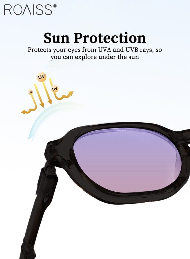 رويس نظارات شمسية دائرية مستقطبة للأطفال، حماية من الأشعة فوق البنفسجية 400، نظارات شمسية لطيفة لقضاء العطلات على الشاطئ، عدسات عالية الدقة، نظارات شمسية قابلة للطي مع صندوق محمول صغير للأولاد والبنات والأطفال من سن 3 إلى 12 عامًا - Image 5
