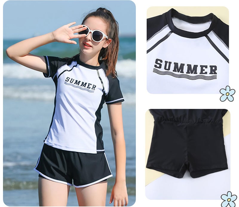 KORADI Girls Swimsuits Rash Guard Swim Sets Kids Two-Piece Bathing Suits Teen Swimwear Beach Shorts Sun Protection Swim Shirts 8-14 Years - Image 5