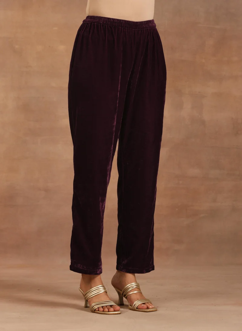 trueBrowns trueBrowns Wine Velvet Pant