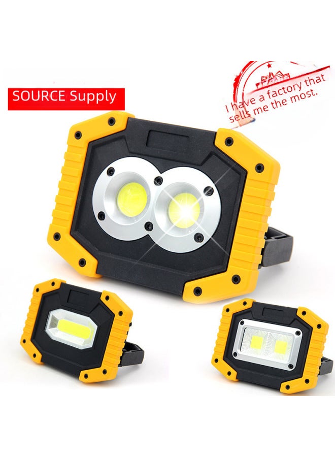 Portable Multifunctional Led Work Light Emergency Night Market Lamp High Brightness Handheld Rechargeable Spotlight-Color:W839 (yellow) - Image 1