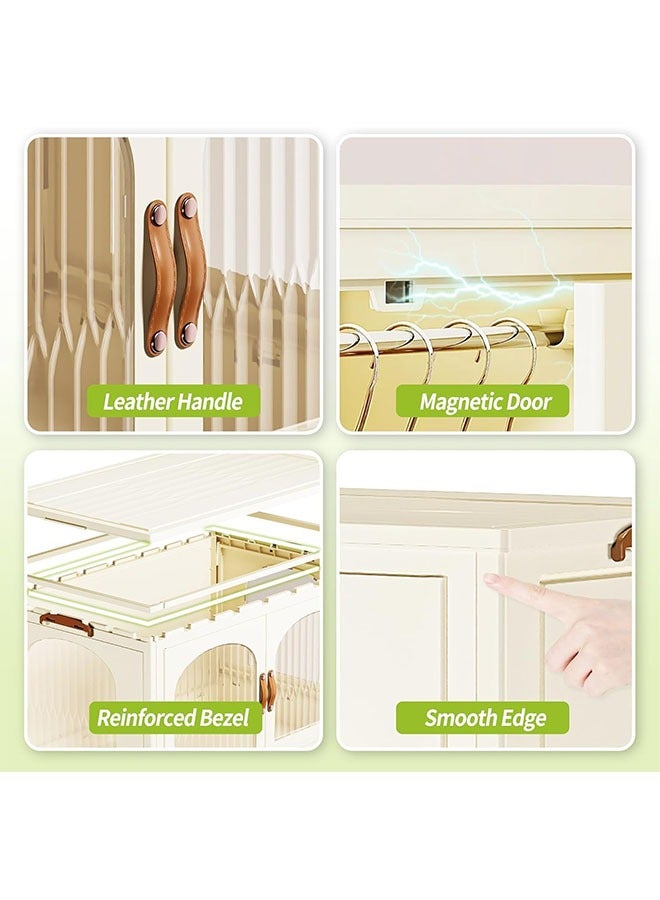 صناديق تخزين قابلة للطي، صندوق تخزين قابل للتكديس، منظم بلاستيكي قابل للطي، خزانة ملابس مع أبواب وعجلات للمنزل، غرفة النوم، السكن الجامعي - Image 5