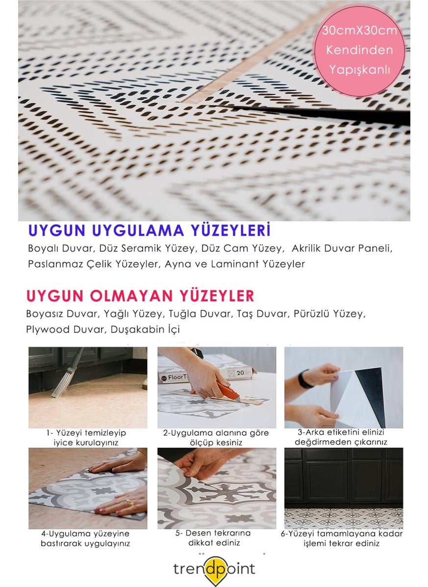 Trendpoint قطعة واحدة من تغطية الأرضيات والجدران من Lvt لاصق ذاتيًا 30سم×30سم بلاط للمطبخ والحمام والمدخل  - Image 5