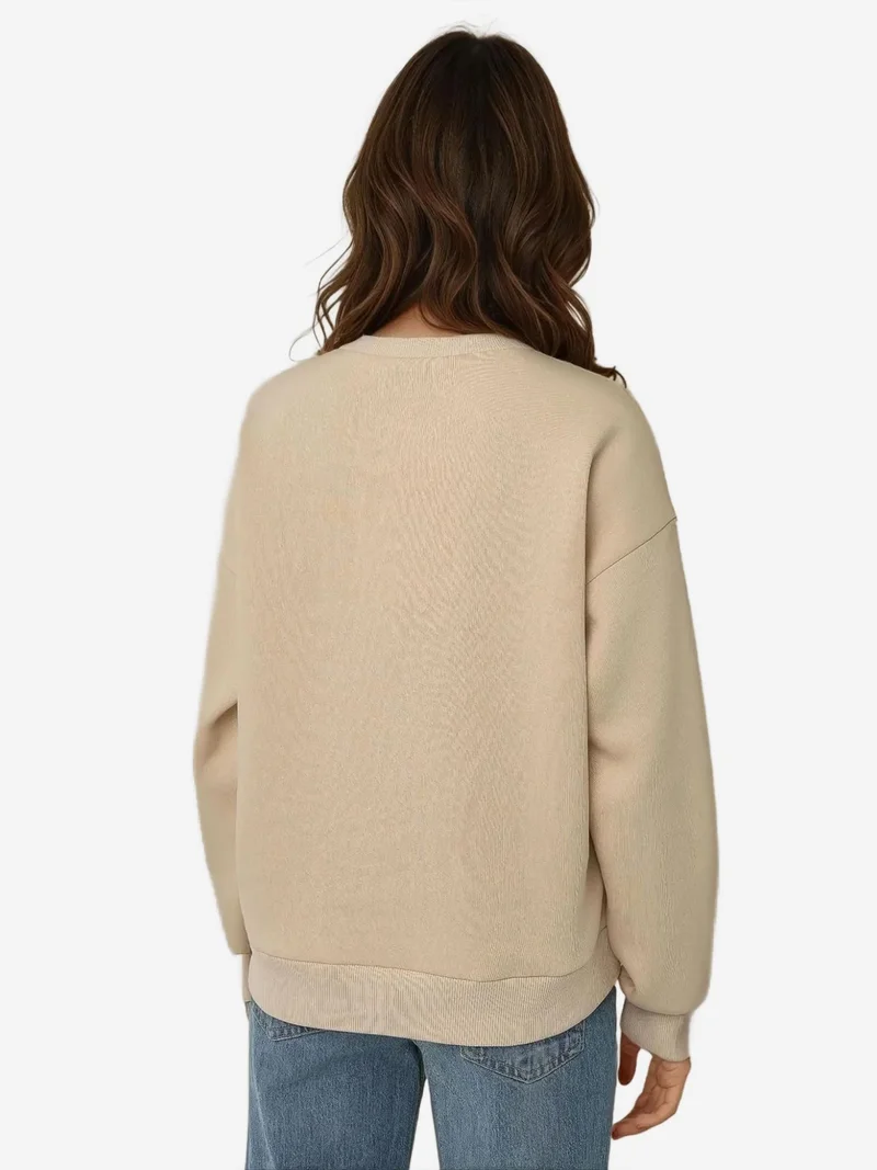 HICCUP Comfort Animal Pattern Embroidered Raised Crew Neck Sweatshirt