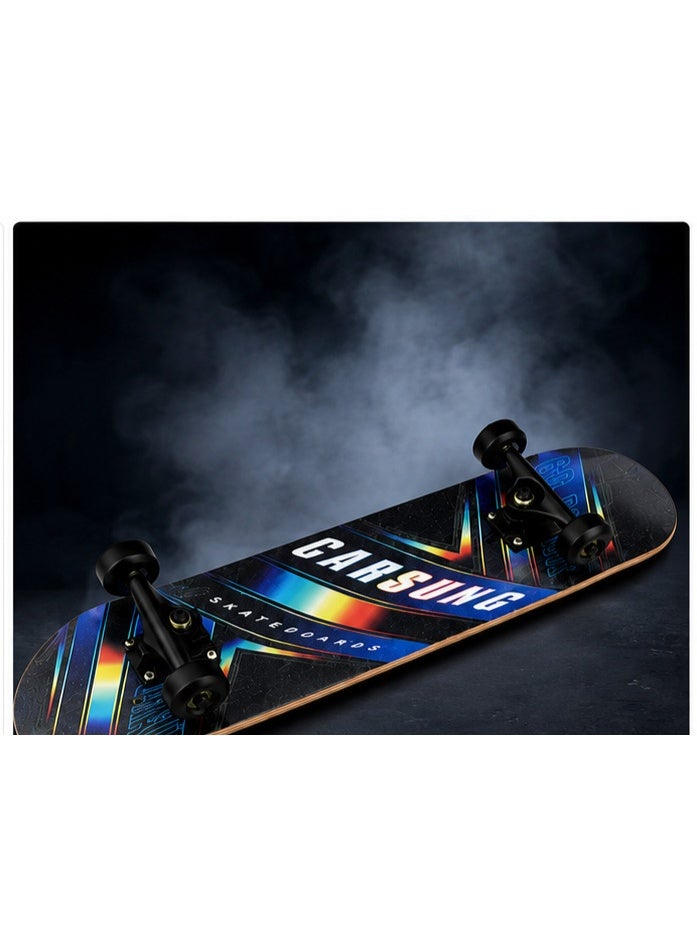 DEXO Black Panther Fiber Skateboard Combo 26.5” – Pro Double Kick Deck with ABEC-7 Bearings, TPU Wheels & Safety Helmet (Black) - Image 2