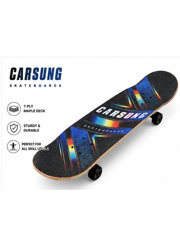 DEXO Black Panther Fiber Skateboard Combo 26.5” – Pro Double Kick Deck with ABEC-7 Bearings, TPU Wheels & Safety Helmet (Black) - Image 3