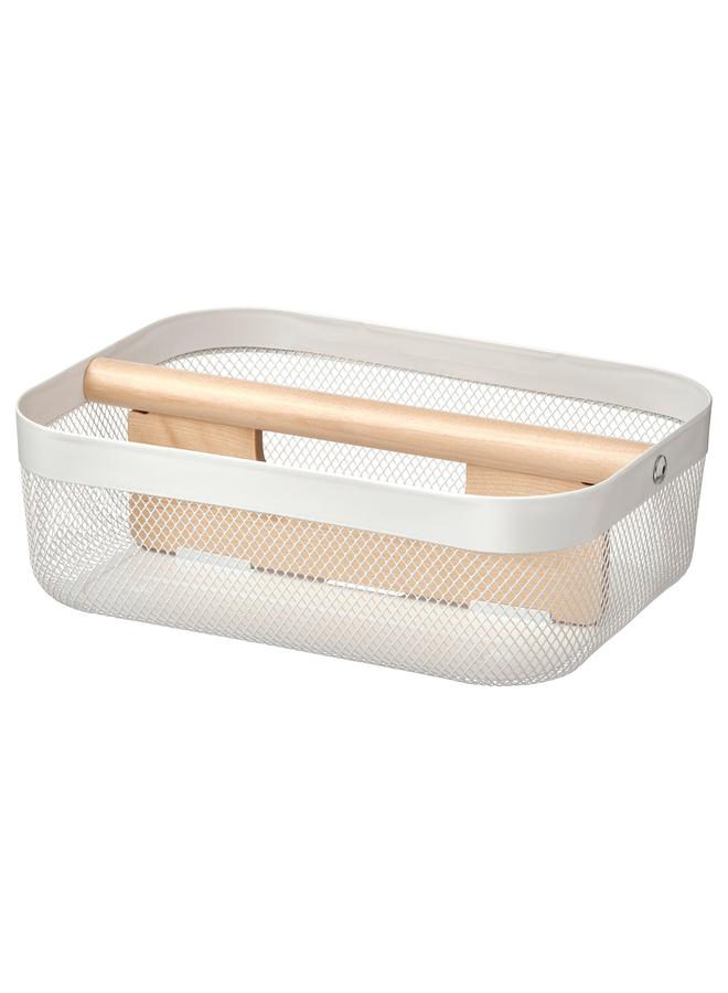 زبون سلة مع مقصورات، بيضاء، 33X24X11 سم - Image 1