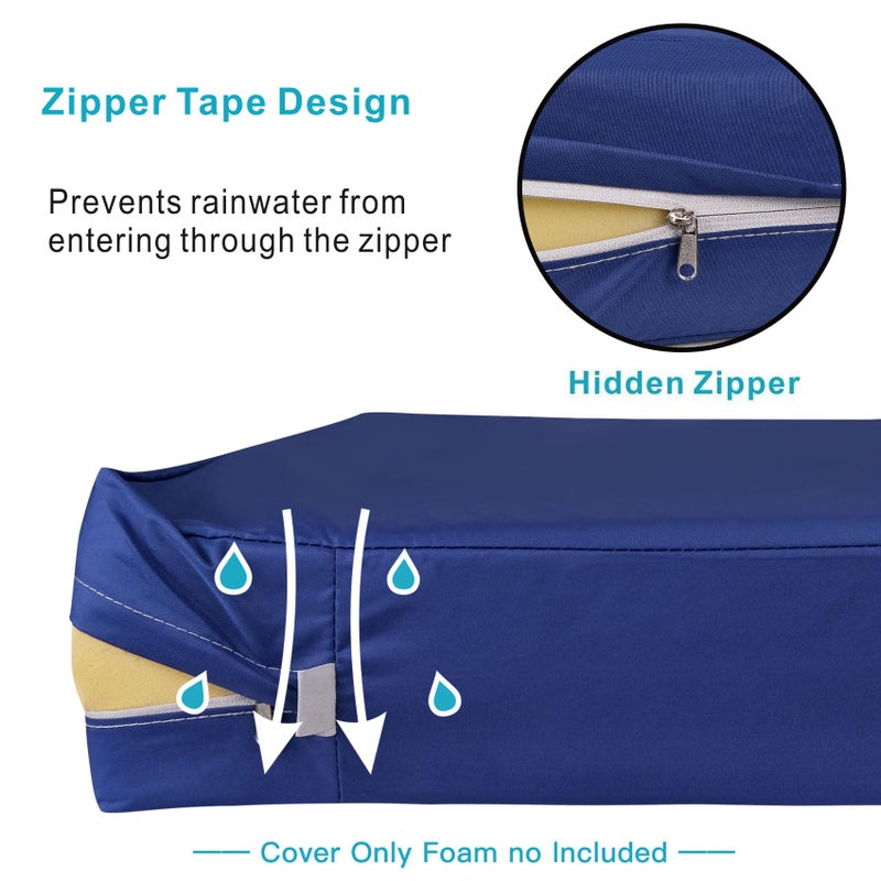 NettyPro Outdoor Cushion Covers 24 x 24 inch Waterproof Patio Furniture Chair Seat Cushion Covers with Zipper and Tie, Replacement Cover Only, Navy - Image 3
