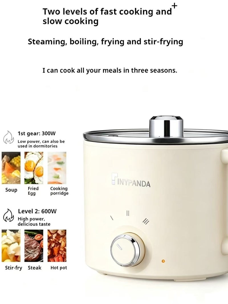Tiny Panda Multi-Function Electric Mini Pot - 1.8L Compact Cooker for Steaming, Frying, Boiling & Hot Pot |  1-2 Person Use - Image 5