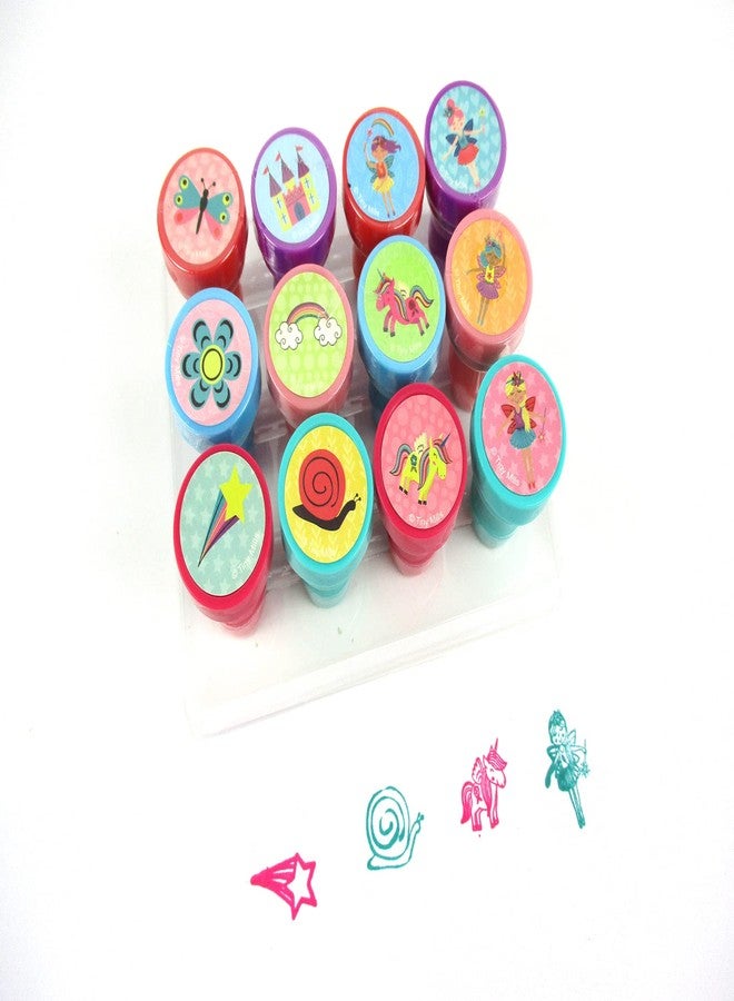 TINYMILLS 12 Pcs Magical Fairies Garden Fairies Stamp Kit for Kids - Farm Animals Barnyard Self Inking Stamps Gift Party Favors Multi - Image 1