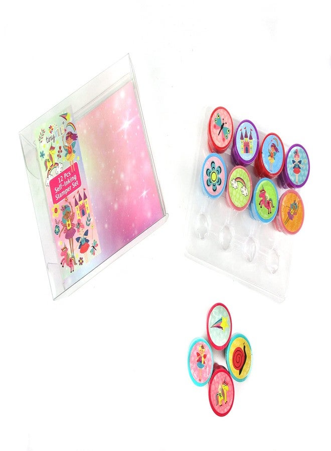 TINYMILLS 12 Pcs Magical Fairies Garden Fairies Stamp Kit for Kids - Farm Animals Barnyard Self Inking Stamps Gift Party Favors Multi - Image 3