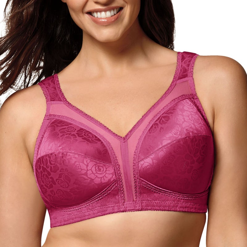 PLAYTEX Womens 18 Hour Comfort-strap Wireless Bra, Full-coverage With 4-way Trusupport, Single & 2-pack Bra, Basic Signature Berry, 42DD US - Image 1