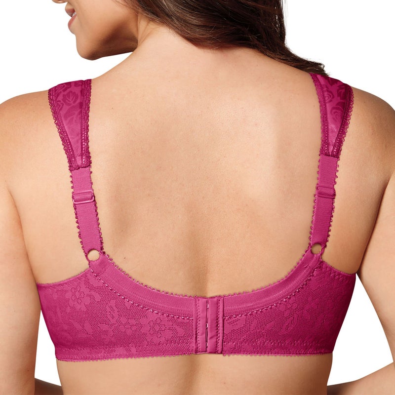 PLAYTEX Womens 18 Hour Comfort-strap Wireless Bra, Full-coverage With 4-way Trusupport, Single & 2-pack Bra, Basic Signature Berry, 42DD US - Image 3