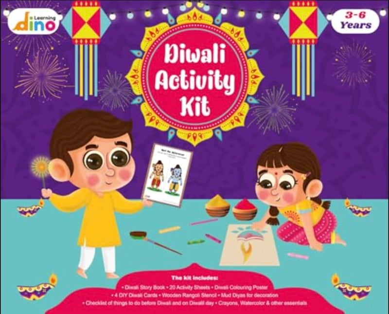 Learning Dino Diwali Art and Craft Kit for Kids | Diwali Gift for Kids Age - 3,4,5,6,7,8 - Image 1