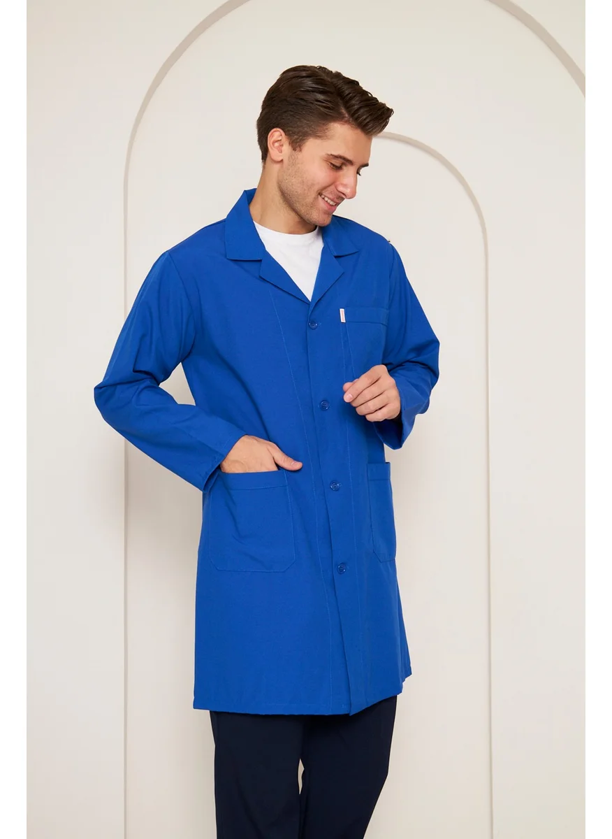 Mervem Alpaca Fabric Student Apron (Men) Sax Blue